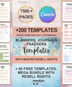 Digital Printable Planners Templates: 200+ Designs, 7500+ Pages, with Master Resell Rights