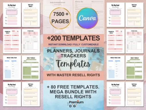 Digital Printable Planners Templates: 200+ Designs, 7500+ Pages, with Master Resell Rights